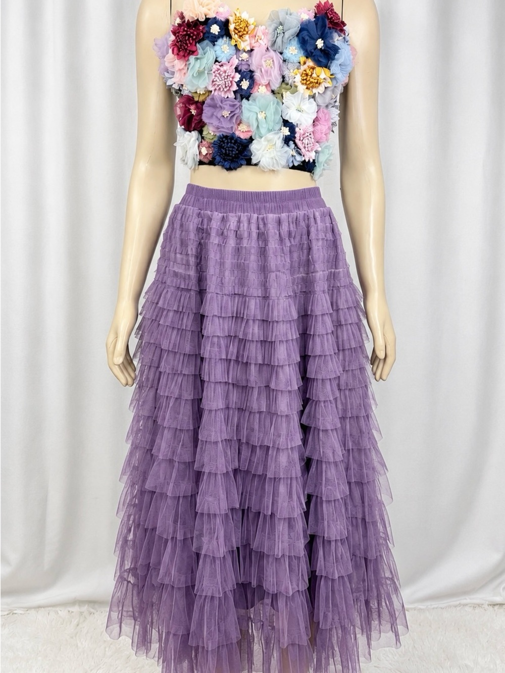 3D Floral Bustier Crop Top Fairycore - Picture 5 of 8